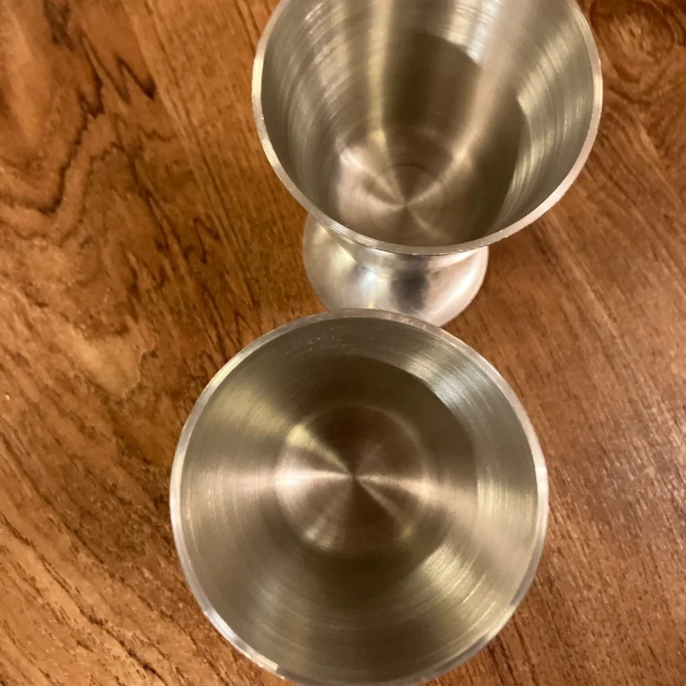 Two Woodbury Pewter satin finish wine goblets